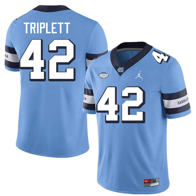 #42 Spencer Triplett North Carolina Tar Heels College Football Jersey Stitched-Retro Blue #42 Spencer Triplett North Carolina Tar Heels College Football Jersey Stitched-Retro Blue